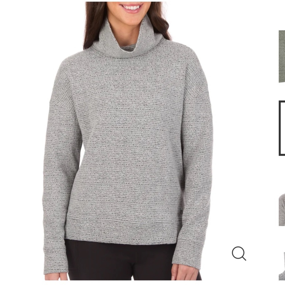 Women's Gray Mock Neck Jacquard Pullover Sweater